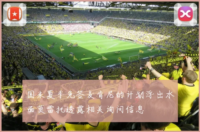 国米夏季免签麦肯尼的计划浮出水面莫雷托透露相关询问信息